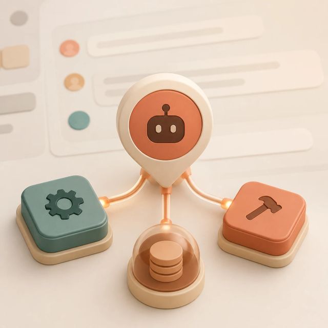 A shared agent marker in a team channel routes tasks to tools and code context