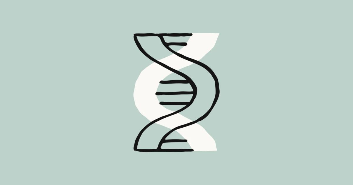 Black DNA double helix on a pale green background; Anthropic