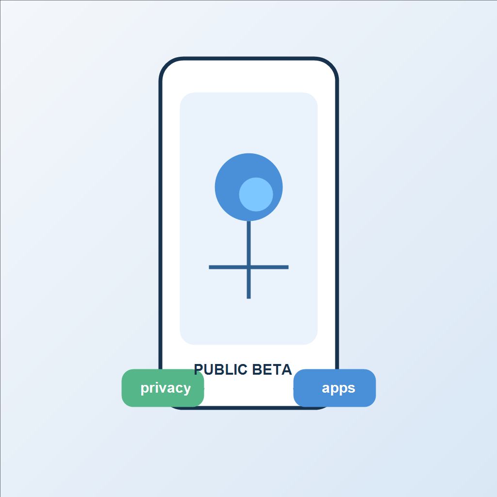 A phone-shaped beta test lane routes a Siri AI signal through privacy and app permission checkpoints