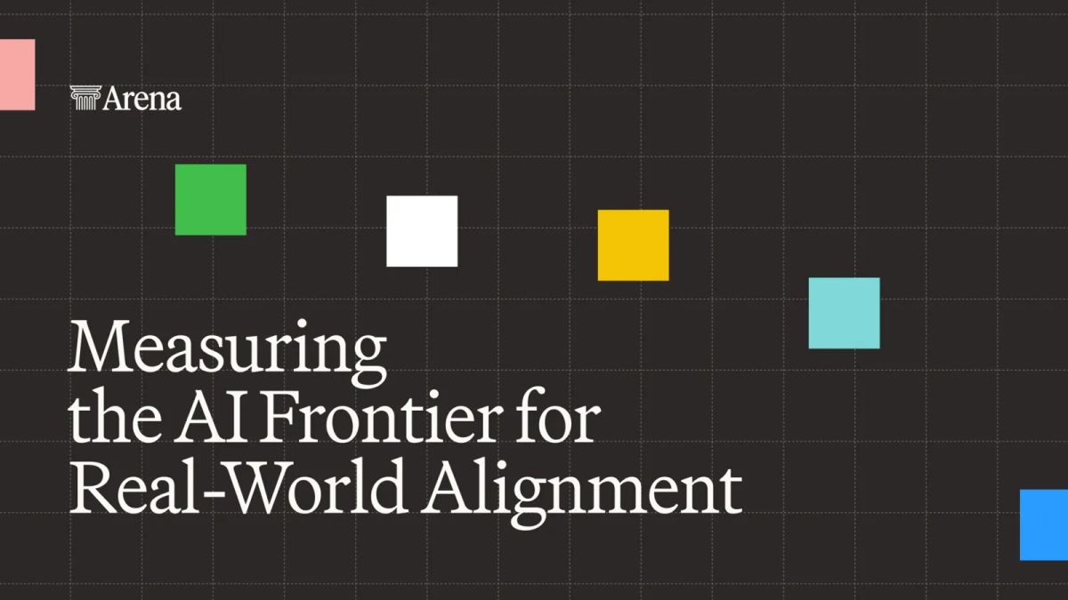 Arena graphic with colored squares on a dark grid and the words Measuring the AI Frontier for Real-World Alignment