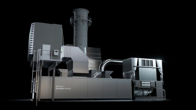 Boom Supersonic rendering of its Superpower gas turbine and generator