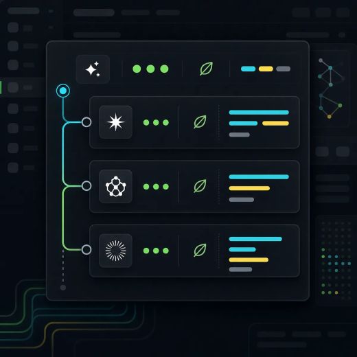 A developer workbench shows completed agent requests with model labels, credit meters, cache indicators, and session branches