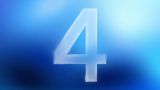A large translucent numeral four on a blue gradient background