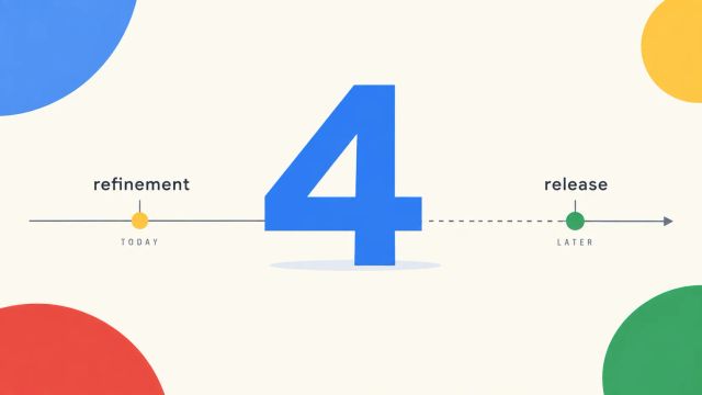 Illustrated timeline with a large numeral four between refinement and release markers