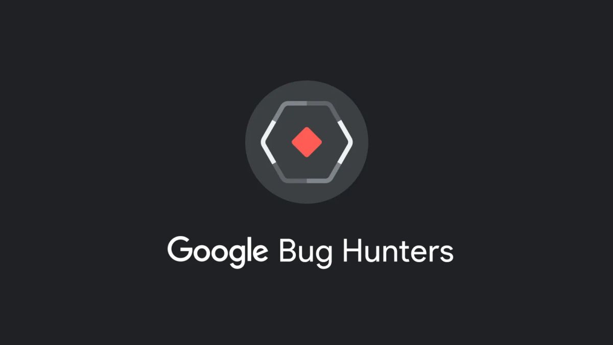Google Bug Hunters emblem with a red diamond above white lettering on a dark background