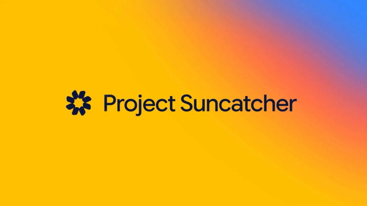 Project Suncatcher name and sun-shaped symbol on a yellow, orange and blue background