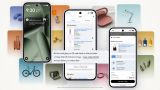 Three phone screens show a price-drop alert, saved products, payment perks and a Google Pay order review beside a collage of products