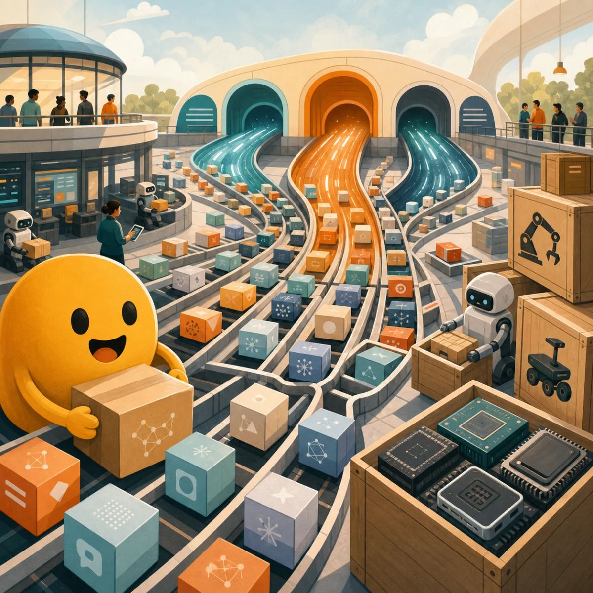 A public model hub sorting many model packages into a few high-traffic infrastructure lanes