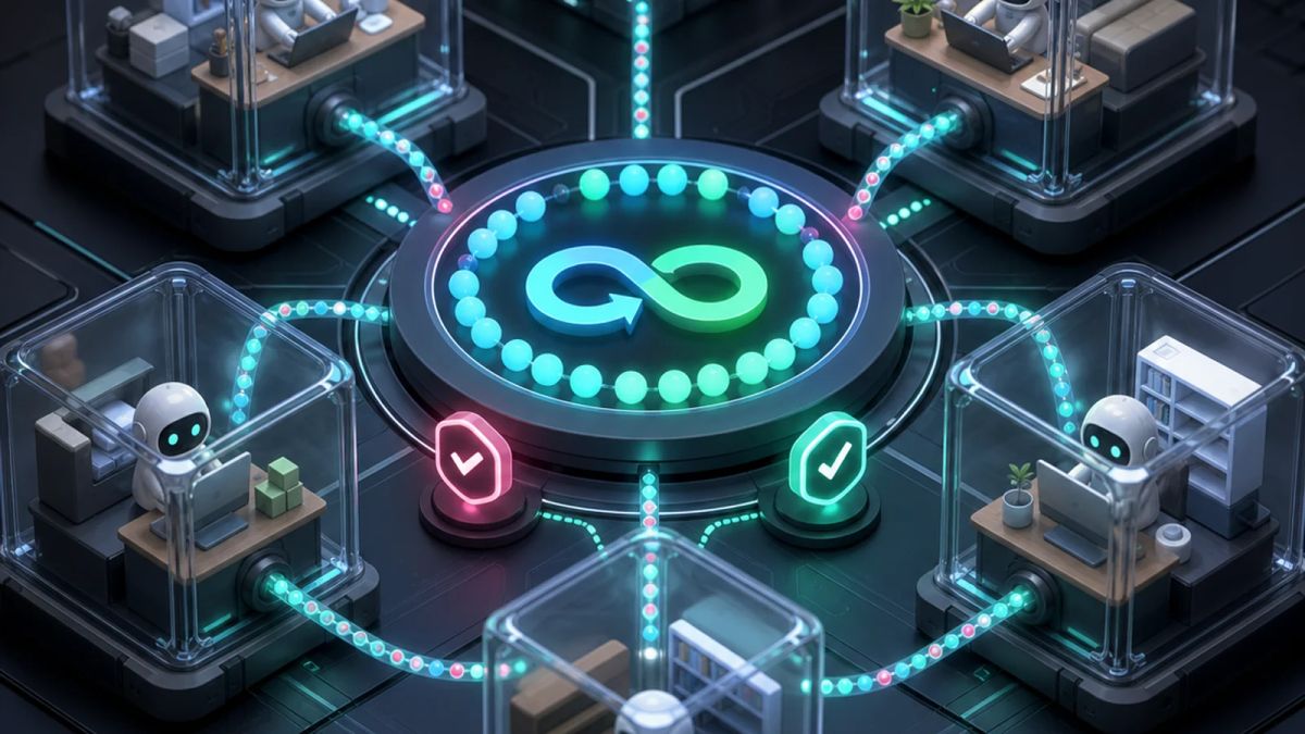 A coding agent runs in isolated sandboxes while a training loop records tool-call tokens and hidden-test rewards