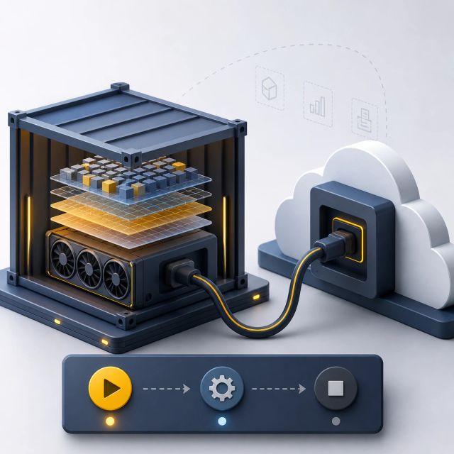 A command-line prompt launches an inference endpoint on a small GPU cluster