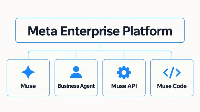 Illustration of Meta Enterprise Platform connected to Muse, Business Agent, Muse API, and Muse Code