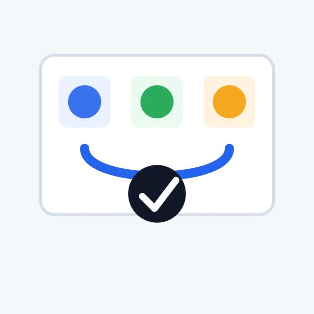 A productivity workspace connects three app tiles to a central approved model marker
