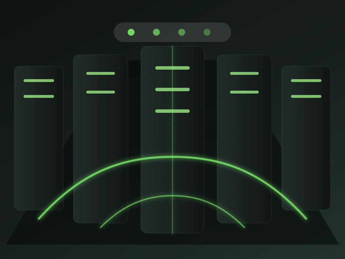 Rack-scale AI training systems connected by green workload paths in a data center aisle