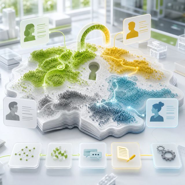 An open dataset map clusters agent workflow samples beside transparent synthetic persona cards