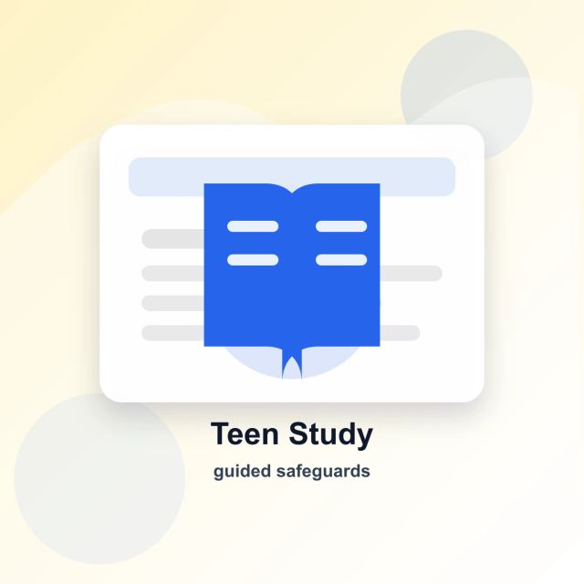 A student desk shows a guided study path, quiz cards, a clock for study hours, and a protective boundary around an AI assistant