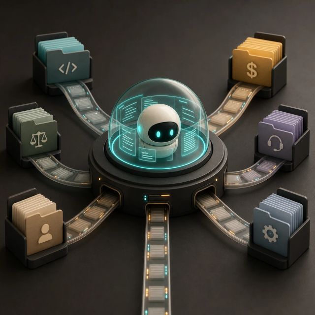 An agent workbench routes tasks from several business teams into parallel Codex work lanes