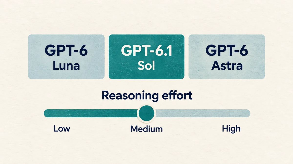 Graphic illustration of GPT-6 model labels above a reasoning effort slider