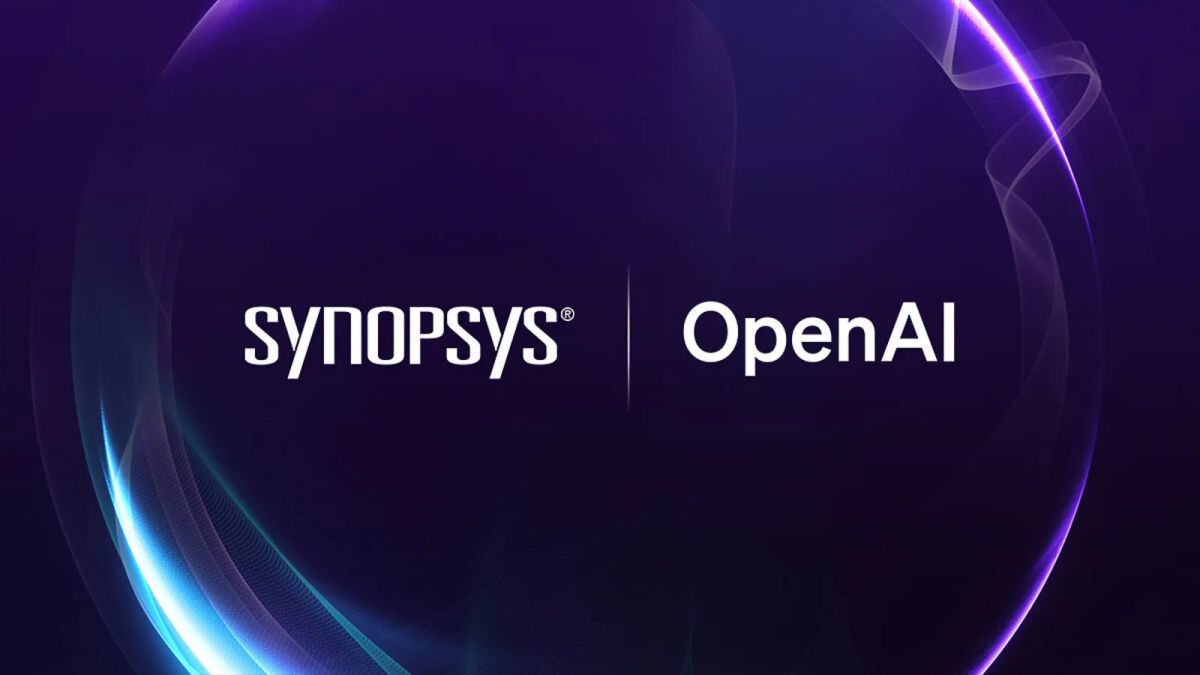 Synopsys and OpenAI names side by side on a purple partnership graphic