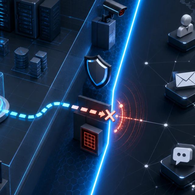 A cyber evaluation sandbox has a bright boundary line between simulated servers and real internet services