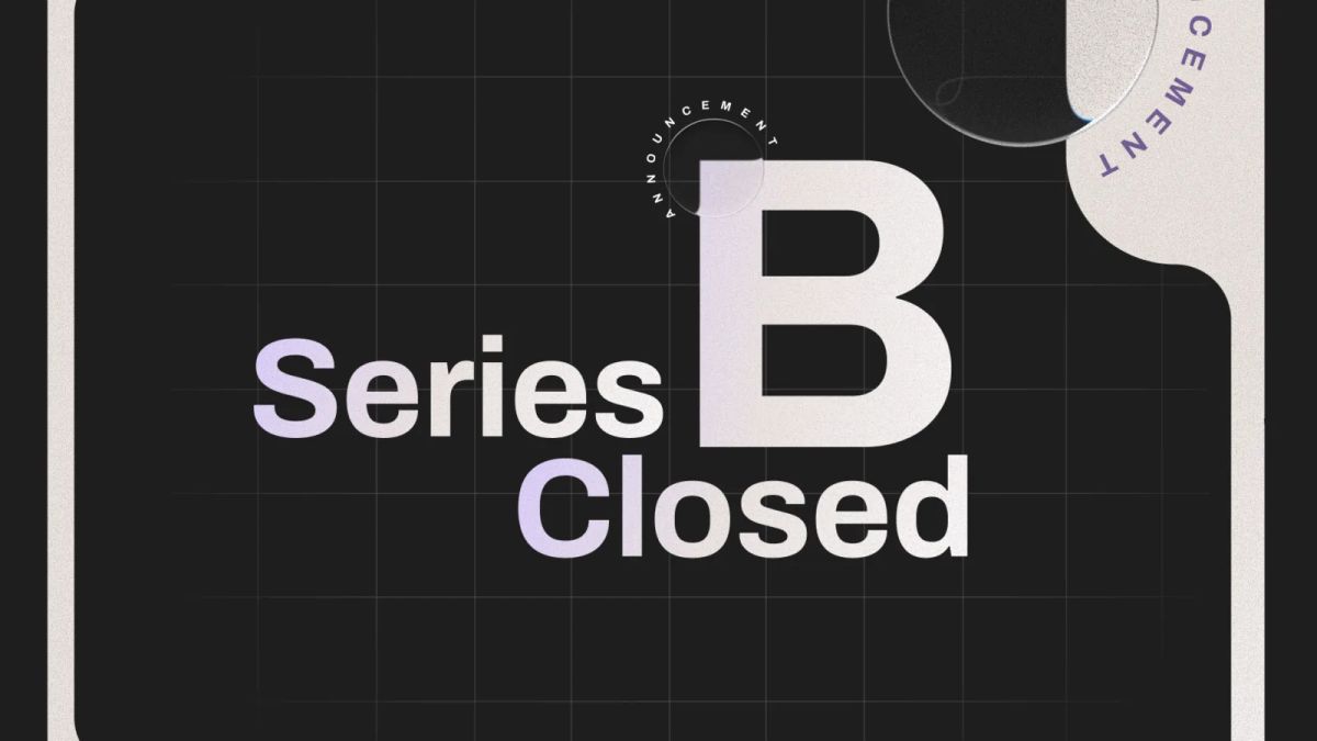 Stability AI's funding announcement artwork with large Series B Closed text on a black grid