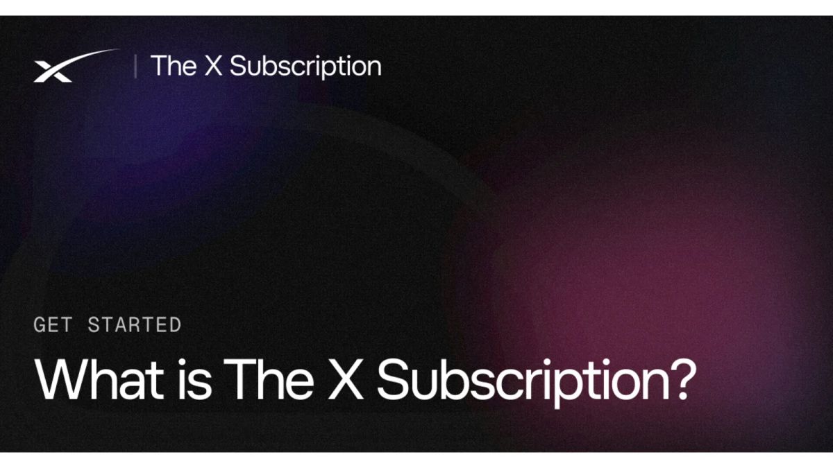 The X Subscription title card with white text and a SpaceX logo on a dark purple background