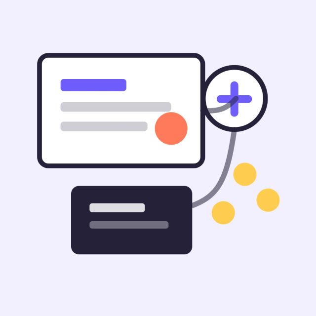 An abstract presentation deck is expanded by an AI assistant with connector lines to files and research