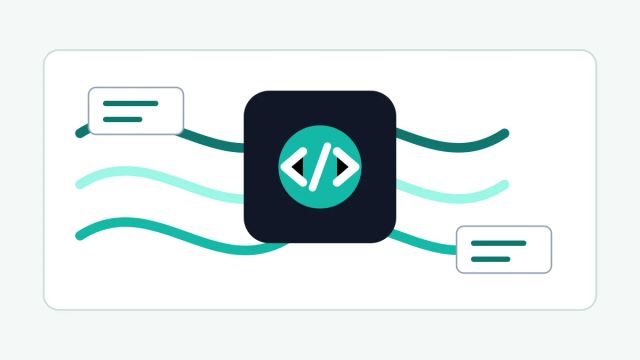 A long code ribbon passing through a model core and into a completed software system