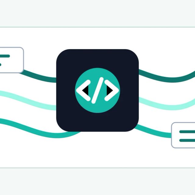 A long code ribbon passing through a model core and into a completed software system